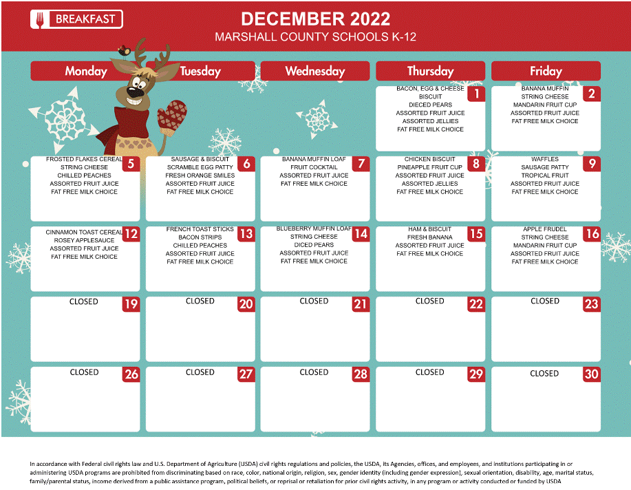 December Breakfast Schedule