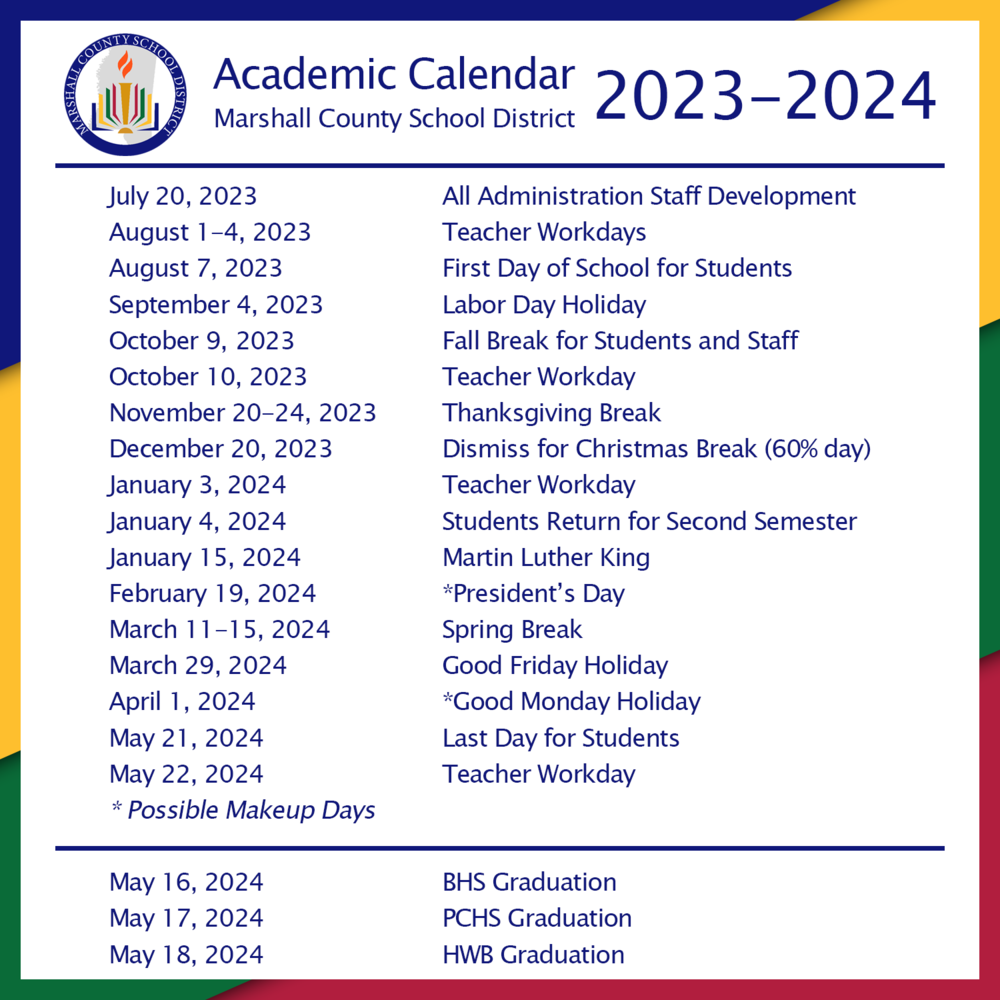 20232024 Academic Calendar Byhalia Elementary School