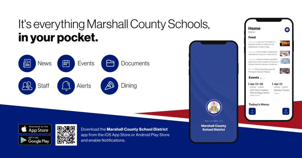 It's everything Marshall County Schools , in your pocket, with new app information. 